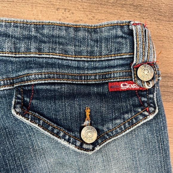 Y2K Star Low Rise Bootcut Raised Front Stitch Seam Jeans Stone Wash Jeans Size 3 - Picture 7 of 10